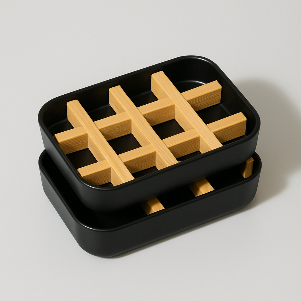 Eco-friendly Bamboo Self-Draining Soap Dish