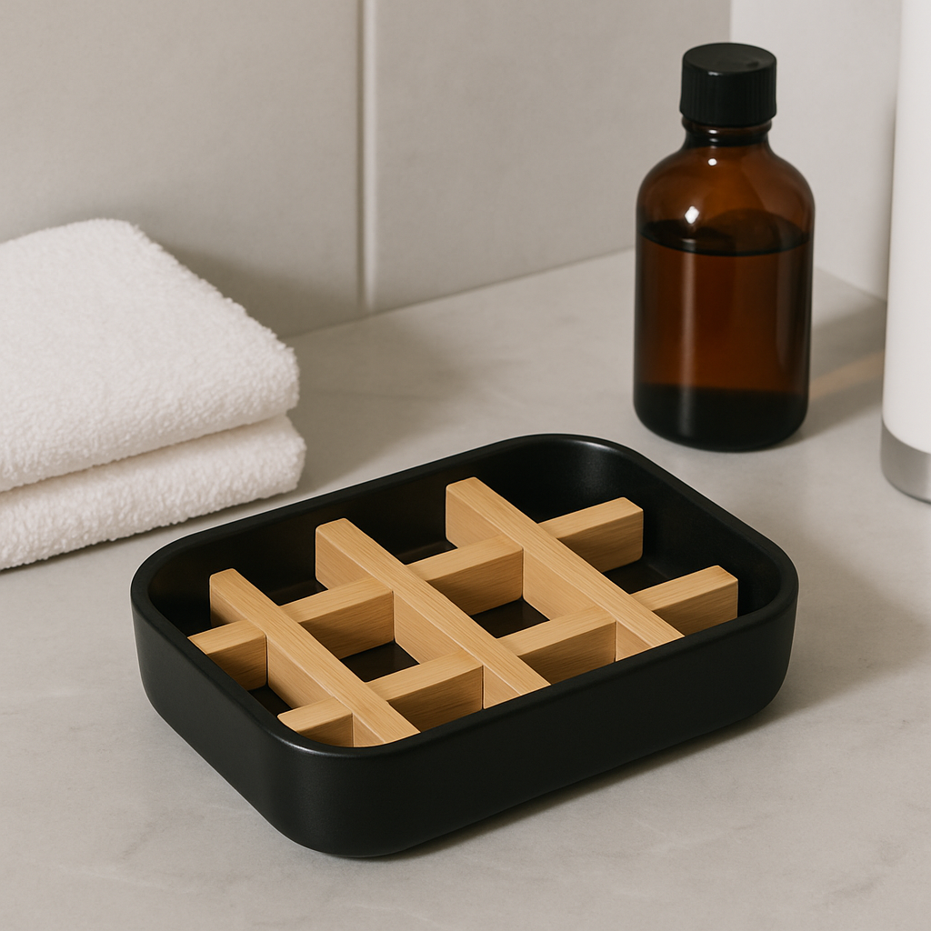 Eco-friendly Bamboo Self-Draining Soap Dish
